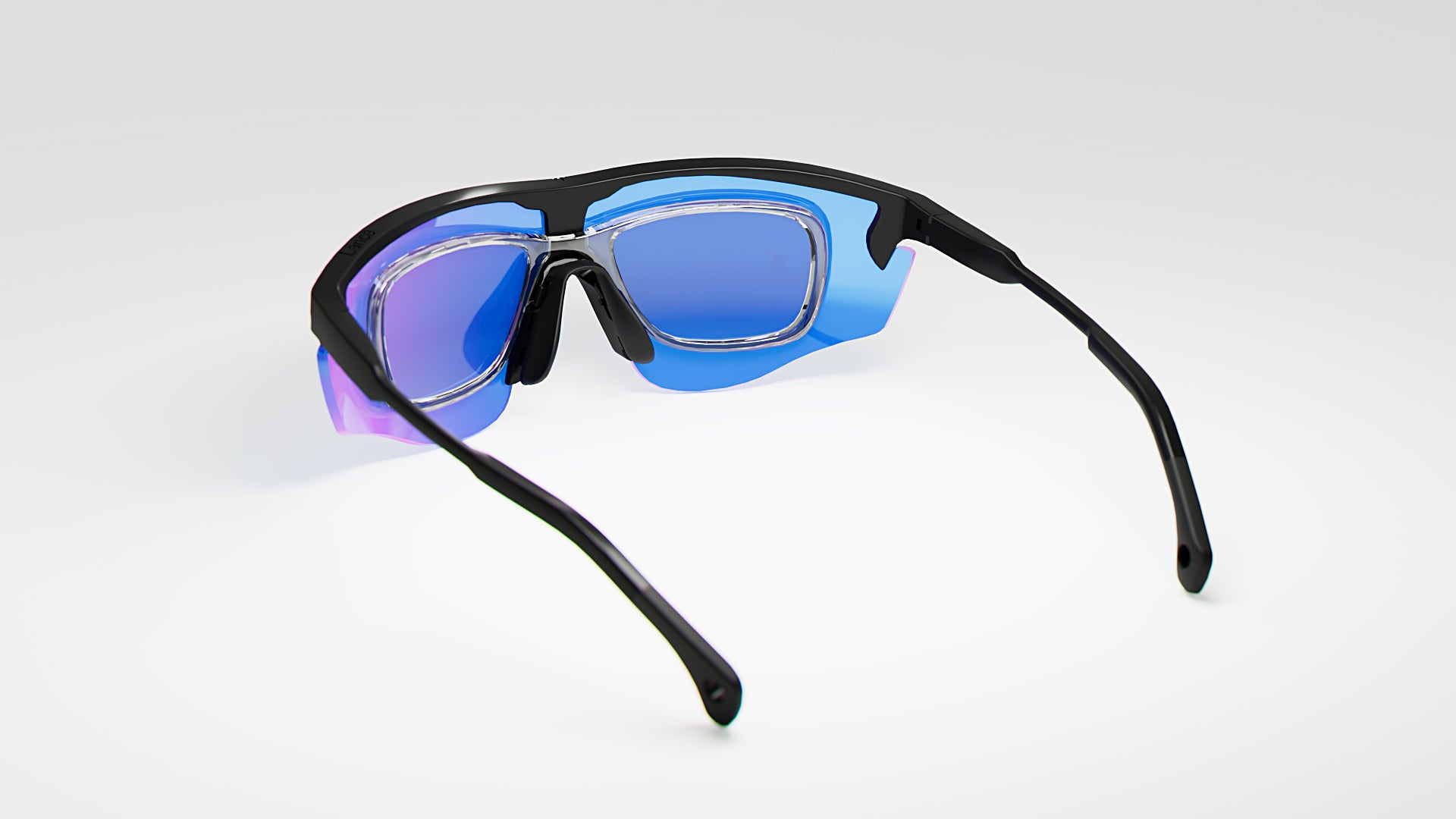 KE0185 Black with Blue Mirror Lenses